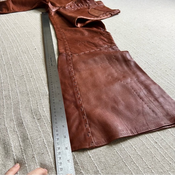 Vintage 1970s Whipstitched Buckskin Leather Flare Pants - Picture 15 of 16
